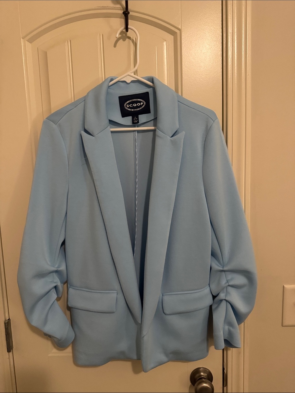 Scoop Women's Pastel Blue Open-Front Blazer